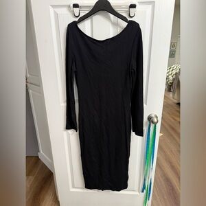 Charli London Anthropologie Audrey Black Long Sleeve Bodycon Midi Dress L NWT